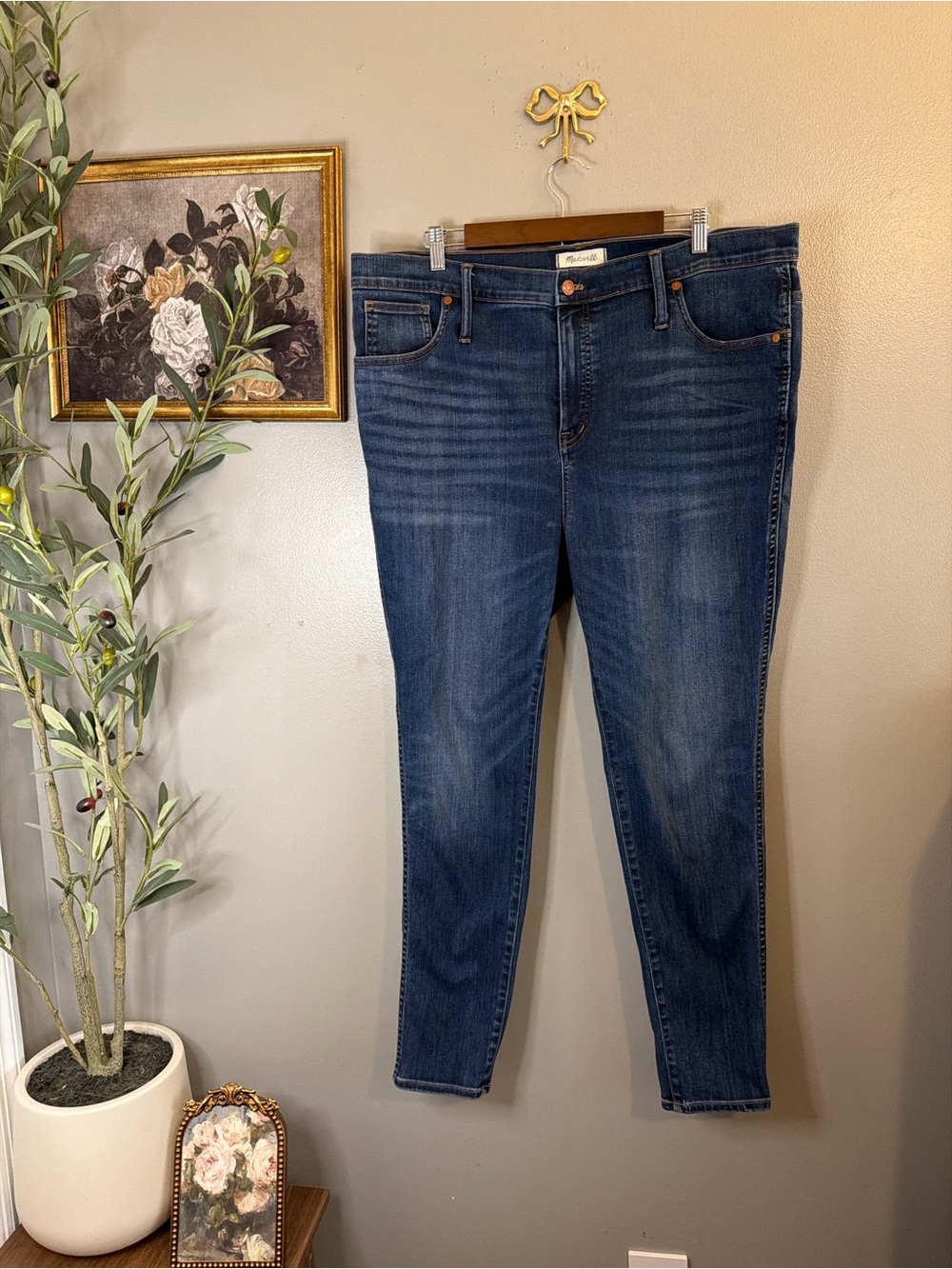 Madewell 10” High Rise Skinny Jeans Women’s Plus Size 35 Dark Wash Stretch - Picture 2 of 9
